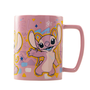 PYRAMID Taza funda de peluche Angel Disney 440ml Cerámica con funda de Nylon Apta microondas y lavavajillas