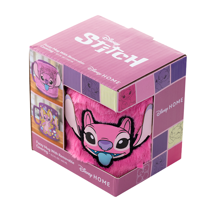 PYRAMID Taza funda de peluche Angel Disney 440ml Cerámica con funda de Nylon Apta microondas y lavavajillas