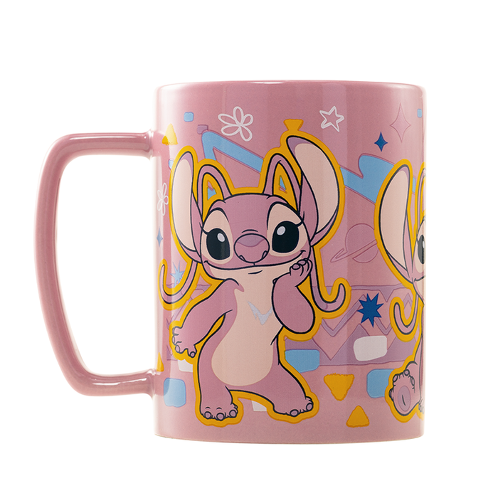 PYRAMID Taza funda de peluche Angel Disney 440ml Cerámica con funda de Nylon Apta microondas y lavavajillas