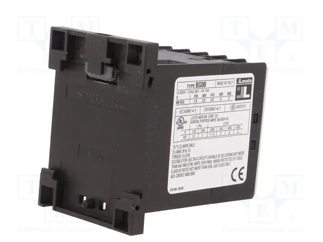 LOVATO ELECTRIC Contactor BG 3-polar 6A 24VDC