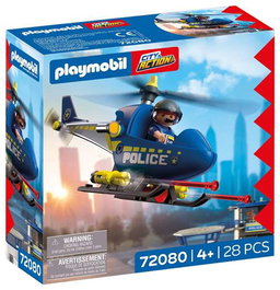 Playmobil City Action Helicóptero de Policía con Radar - Juguete de Construcción para Niños 4 a 10 Años