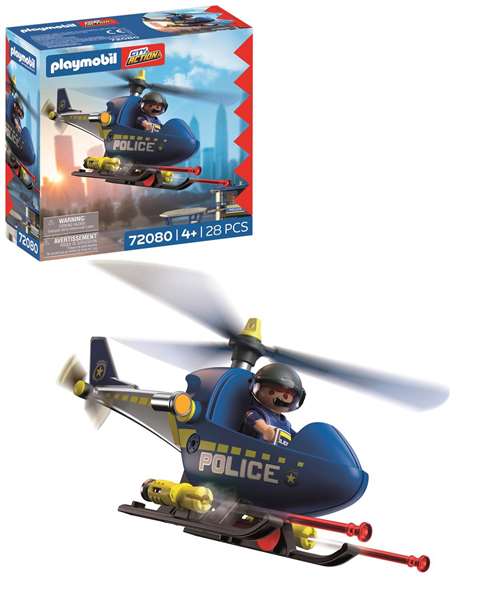Playmobil City Action Helicóptero de Policía con Radar - Juguete de Construcción para Niños 4 a 10 Años