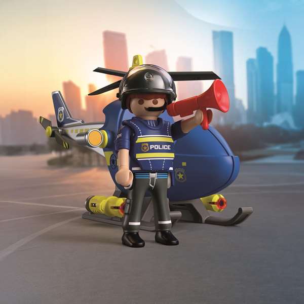 Playmobil City Action Helicóptero de Policía con Radar - Juguete de Construcción para Niños 4 a 10 Años
