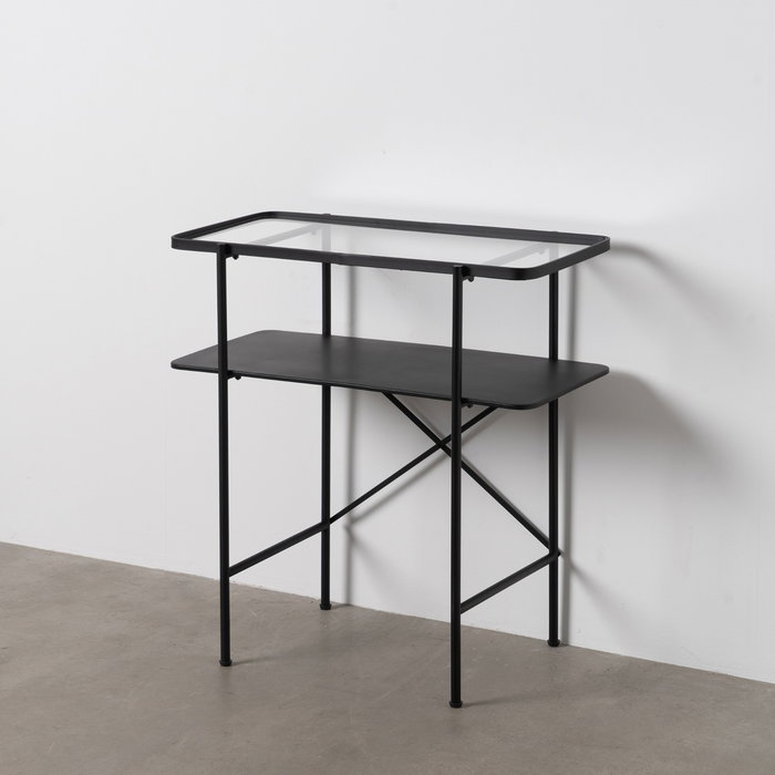 Consola Negro Metal-Cristal 70 X 33,50 X 75 cm