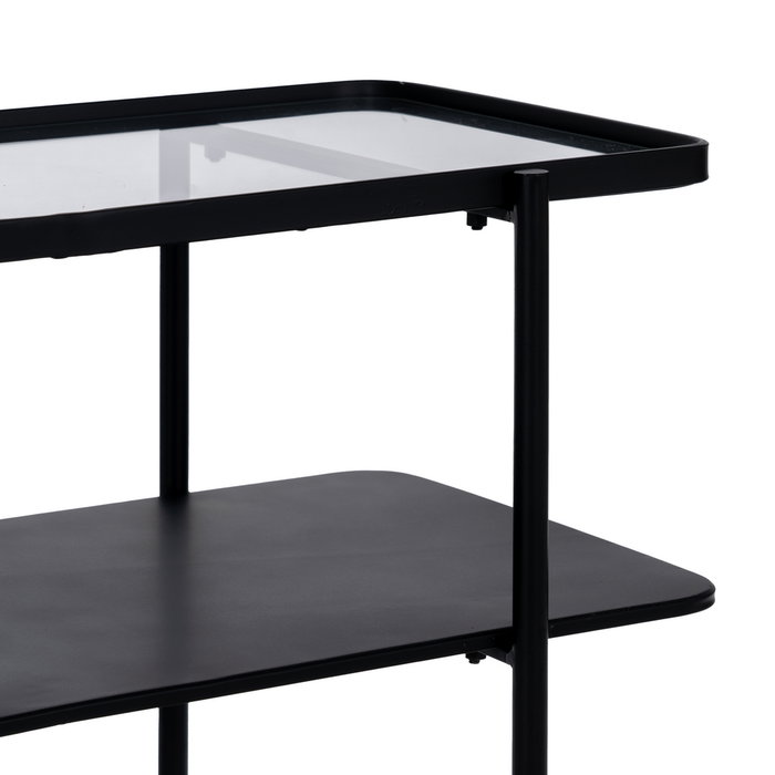 Consola Negro Metal-Cristal 70 X 33,50 X 75 cm