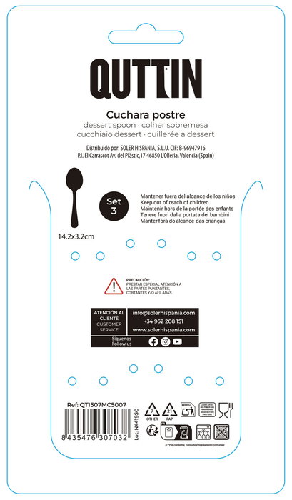 Inde Set 3 Cucharas de Postre Moma Black Matt (12 Cajas)