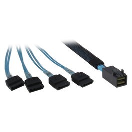 Inter-Tech Cable SFF 8643 a 4x SATA 0,5m, Negro/Azul