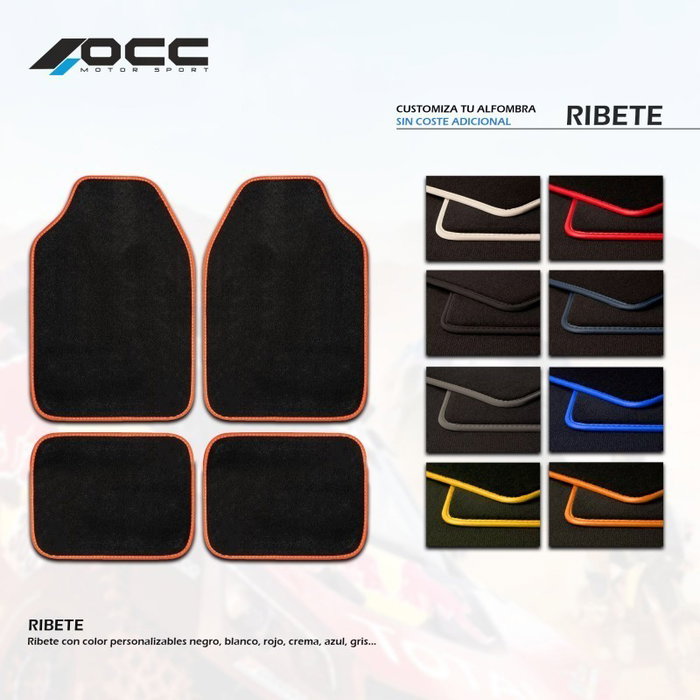OCC Design Alfombrillas a Medida 5 Piezas Ribete Gris Oscuro para INFINITI FX37 (2009-Presente) - Ref. OCCIF0002GD