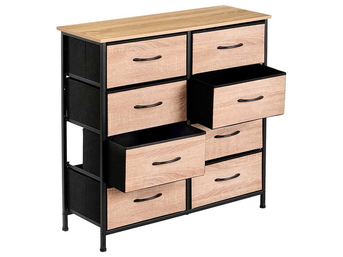 GIFTDECOR Mueble de 8 cajones efecto madera Madera-Negro