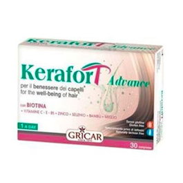 GRICAR Kerafort Advance 30 Comp. Complemento Alimenticio para el Mantenimiento del Cabello con Vitaminas y Minerales