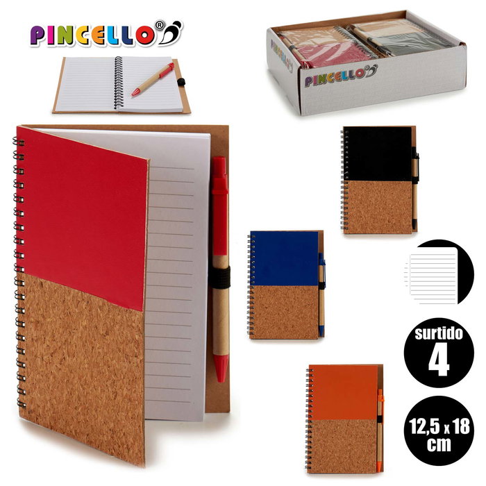Pincello Libreta 12.5 x 18 cm Tapa Madera Surtidos 140 Páginas (Set de 24)