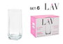 LAV Set de 6 vasos de refresco, colección Tuana, capacidad 330 cc, diámetro 6.3 cm, altura 14 cm, peso 240 g por vaso (8 Cajas)