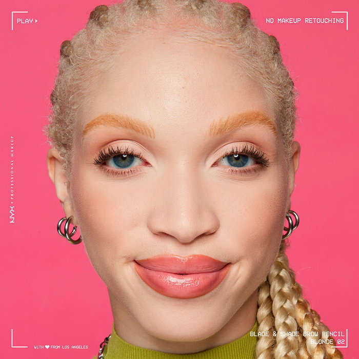 NYX Professional Make Up BLADE & SHADE NANO Lápiz de Cejas Doble Punta y Sombreado, Duración 16h, Tono #02-Blonde, 1 unidad