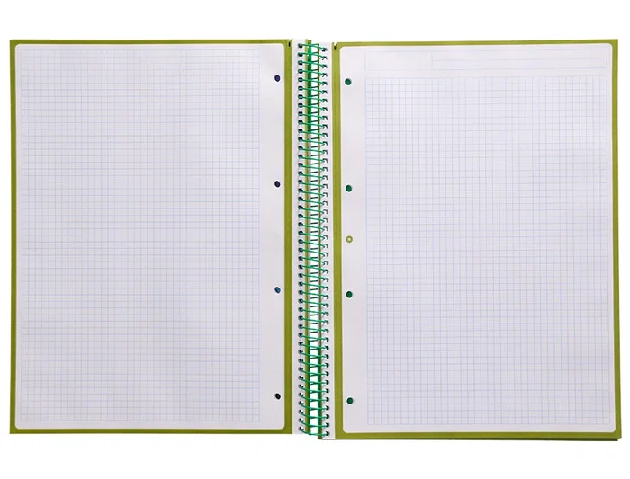 Antartik Cuaderno Espiral A4 Micro Tapa Forrada 80 Hojas 90gr Cuadro 5mm Verde