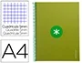 Antartik Cuaderno Espiral A4 Micro Tapa Forrada 80 Hojas 90gr Cuadro 5mm Verde
