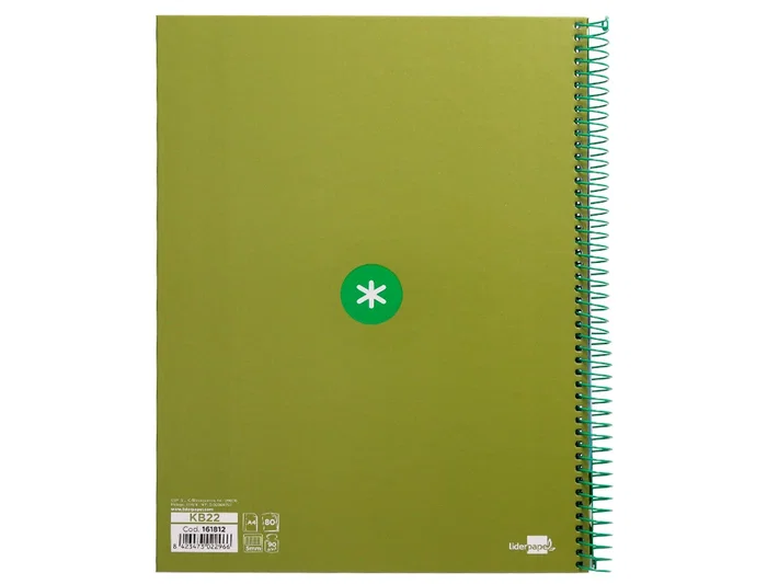 Antartik Cuaderno Espiral A4 Micro Tapa Forrada 80 Hojas 90gr Cuadro 5mm Verde