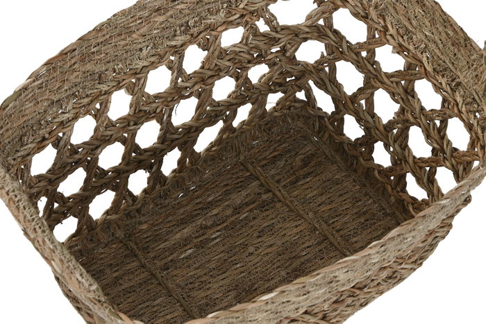 DKD Home Decor Set de 3 Cestas de Seagrass Natural 45x35x35 cm