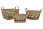 DKD Home Decor Set de 3 Cestas de Seagrass Natural 45x35x35 cm