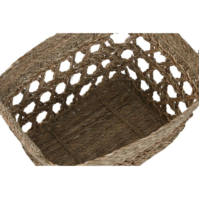 DKD Home Decor Set de 3 Cestas de Seagrass Natural 45x35x35 cm