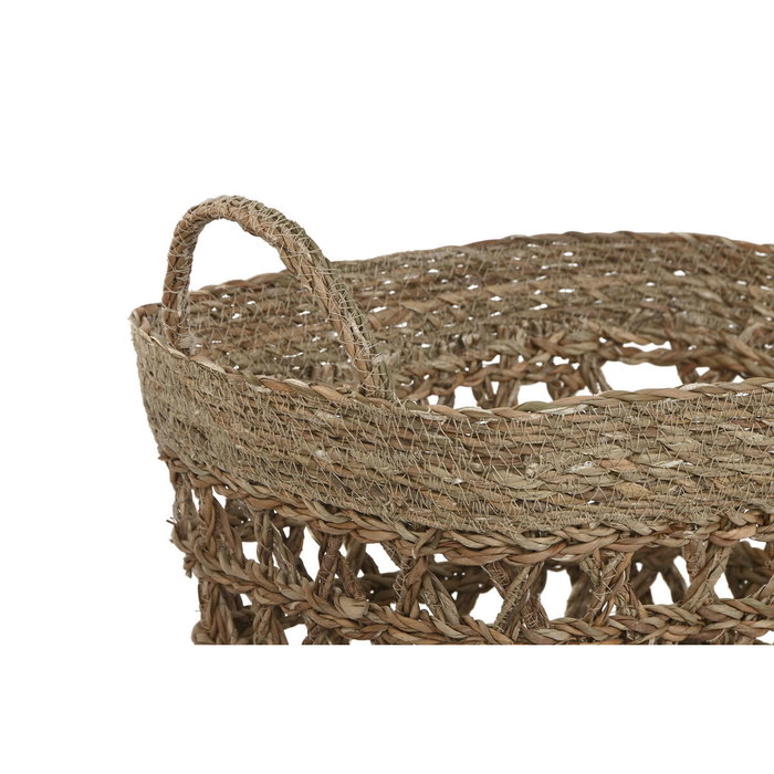 DKD Home Decor Set de 3 Cestas de Seagrass Natural 45x35x35 cm