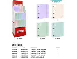 Safta Carpeta con Recambio DIN A4 Cuadro 5 mm Polipropileno Foam 4 Anillas 35mm Expositor 36 Unidades