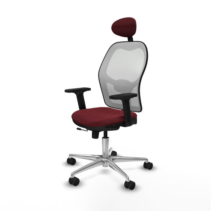 PIQUERAS Y CRESPO Silla de oficina Jorquera con mecanismo Sincro/Traslack Granate y Blanco