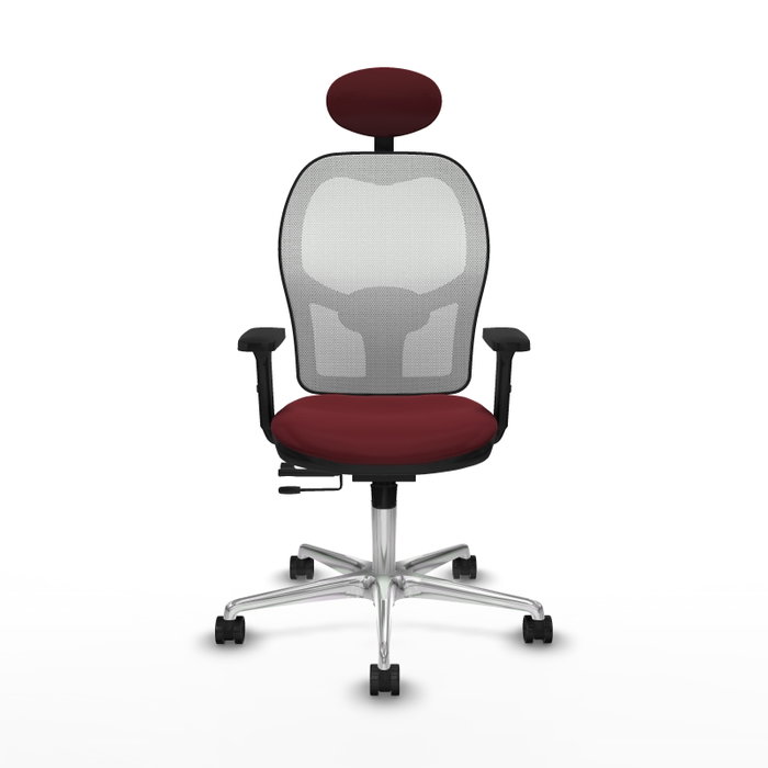 PIQUERAS Y CRESPO Silla de oficina Jorquera con mecanismo Sincro/Traslack Granate y Blanco