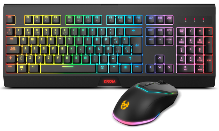 Krom Kabala Pack Gaming Inalámbrico RGB con Teclado Español y Ratón 4800 DPI
