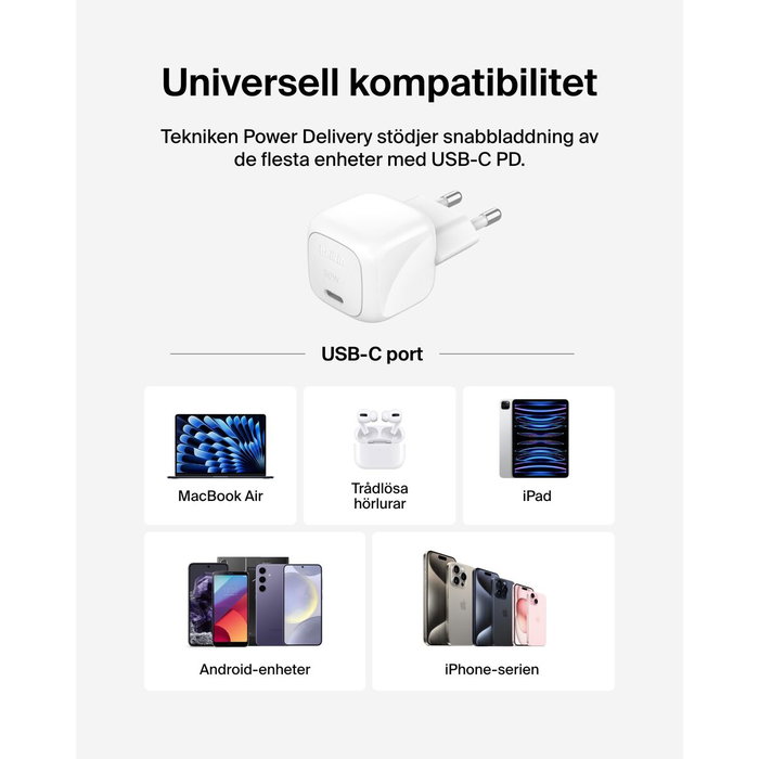 Belkin Boost Charge USB-C de 30 W con cable USB-C a USB-C, Blanco