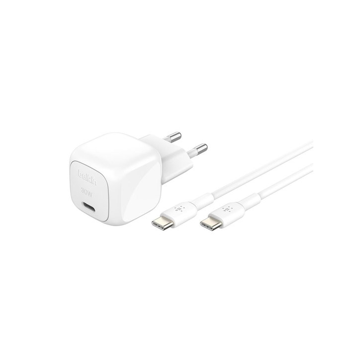 Belkin Boost Charge USB-C de 30 W con cable USB-C a USB-C, Blanco