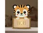 Wondee Lampara de Noche Infantil Personalizable Little Tiger de Madera Sostenible Luz Quit Miedos