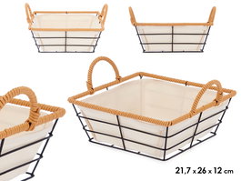 Kinvara Cesta Asas Metal Cuadrada 26 x 21.7 x 12 cm Natural (Set de 24)