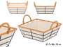 Kinvara Cesta Asas Metal Cuadrada 26 x 21.7 x 12 cm Natural (Set de 24)