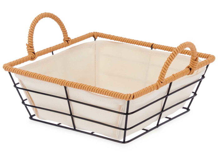 Kinvara Cesta Asas Metal Cuadrada 26 x 21.7 x 12 cm Natural (Set de 24)