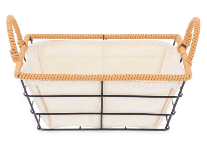 Kinvara Cesta Asas Metal Cuadrada 26 x 21.7 x 12 cm Natural (Set de 24)