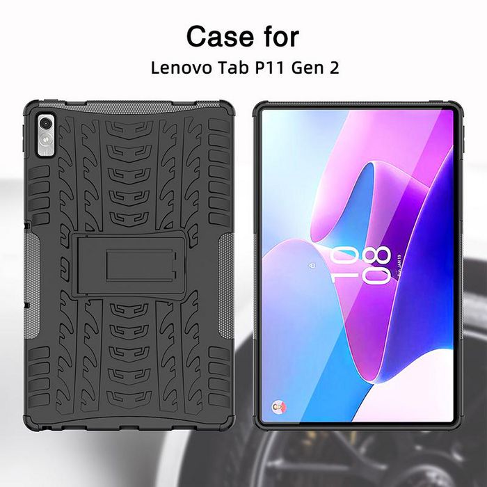 eSTUFF Funda Híbrida Portland con Soporte Plegable para Lenovo Tab P11 (2ª Generación) - Negro - Protección contra Caídas y Arañazos