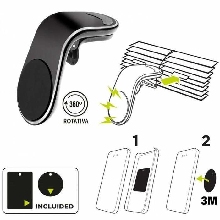 Muvit Soporte de Smartphone para Coche Magnético MCCHL0007 Negro