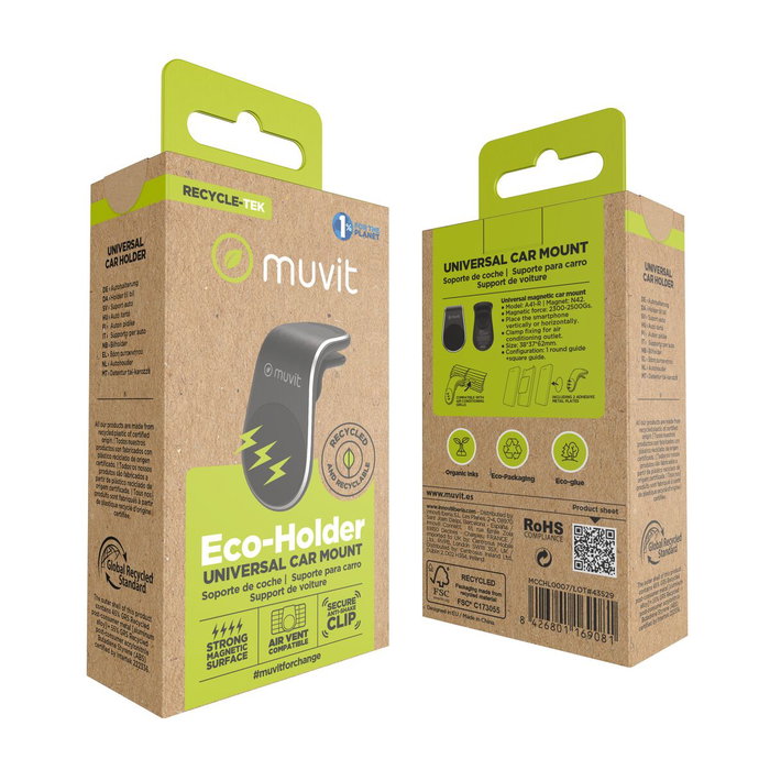Muvit Soporte de Smartphone para Coche Magnético MCCHL0007 Negro