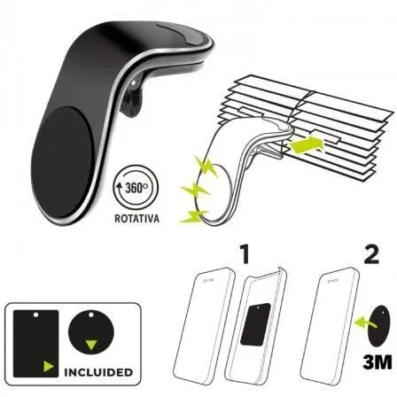 Muvit MCCHL0007 Soporte Magnético Universal para Coche con Pinza para Salida de Aire Negro Muvit MCCHL0007 Soporte Magnético Universal para Coche con Pinza para Salida de Aire Negro