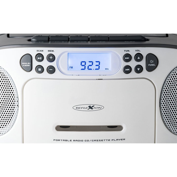 Reflexion RCR2260 Boombox Radio-CD-Kassette Blanco/Gris