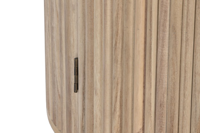 DKD Home Decor Mesa Redonda de Comedor Paulownia con Puerta