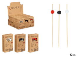 Kinvara - 30 Brochetas de Aperitivo de Bambú Surtidas (Blanco, Negro, Rojo), Dimensiones Aprox. 12x0.5x1 cm (Set de 48)