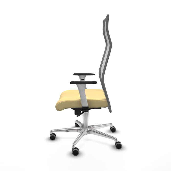Piqueras Y Crespo Sillón Albacete con mecanismo Sincro, Similpiel Crema y Malla Gris