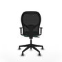 Silla de oficina Alocén con mecanismo Sincro tapizada con Tela color Verde esmeralda y malla color Negro. Equipada con lumbar 1D, Brazos 1D y Ruedas 65 mm parqué