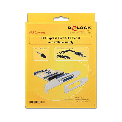 DeLOCK PCI Express x1 Tarjeta de Expansión a 4 Puertos Seriales RS-232, PCIe 2.0, Controladores Incluidos, Modelo 89447 DeLOCK PCI Express x1 Tarjeta de Expansión a 4 Puertos Seriales RS-232, PCIe 2.0, Controladores Incluidos, Modelo 89447