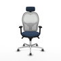 PIQUERAS Y CRESPO Silla de oficina Jorquera con mecanismo Sincro, Azul marino y Blanco