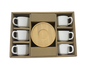 DKD Home Decor Tazas de Café de Porcelana y Bambú Blanco, 90ml, Set de 6 Piezas