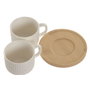 DKD Home Decor Tazas de Café de Porcelana y Bambú Blanco, 90ml, Set de 6 Piezas