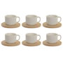 DKD Home Decor Tazas de Café de Porcelana y Bambú Blanco, 90ml, Set de 6 Piezas