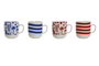 DKD Home Decor Set de 4 Tazas de Porcelana de 380 ml en Colores Surtidos